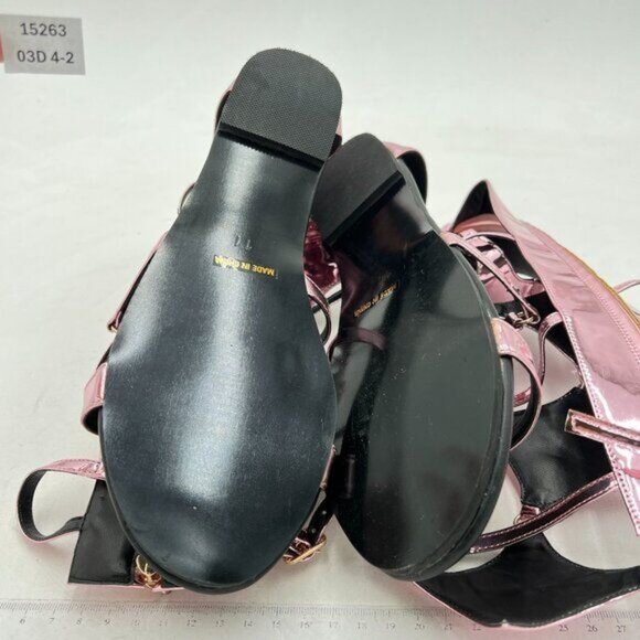 YDN Pink Women Sexy Knee High Back Zipper Flats Fringe Low Heel Gladiator Strap - Picture 6 of 7